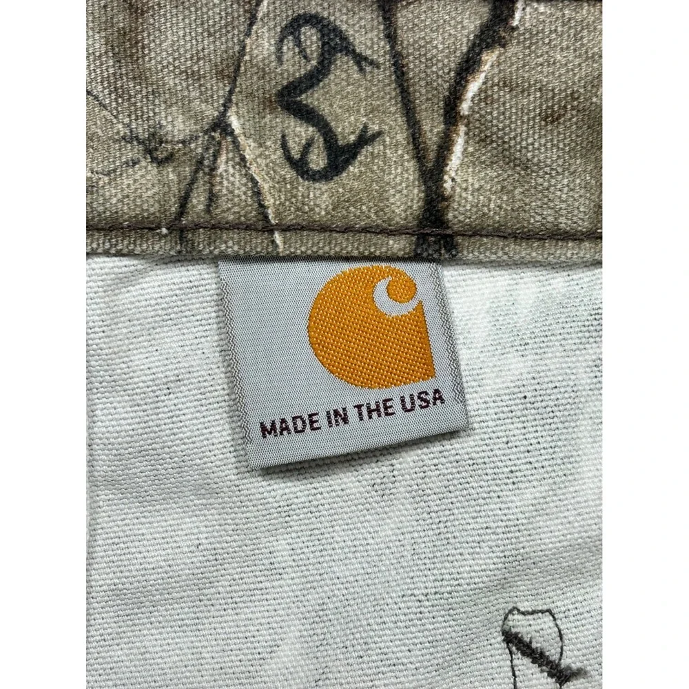 Vintage Carhartt Men 38 B235977 Camo Dungaree Hunting Carpenter Cargo Pants‎ USA